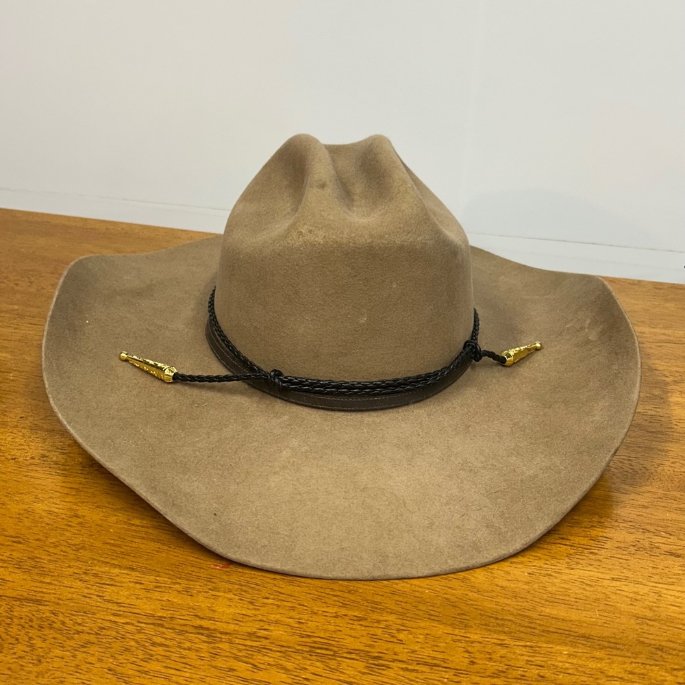 Justin Bent Rail 6X Tan Felt Cowboy Hat 7 1/4 Western Cattleman Crease J Concho - Picture 5 of 16
